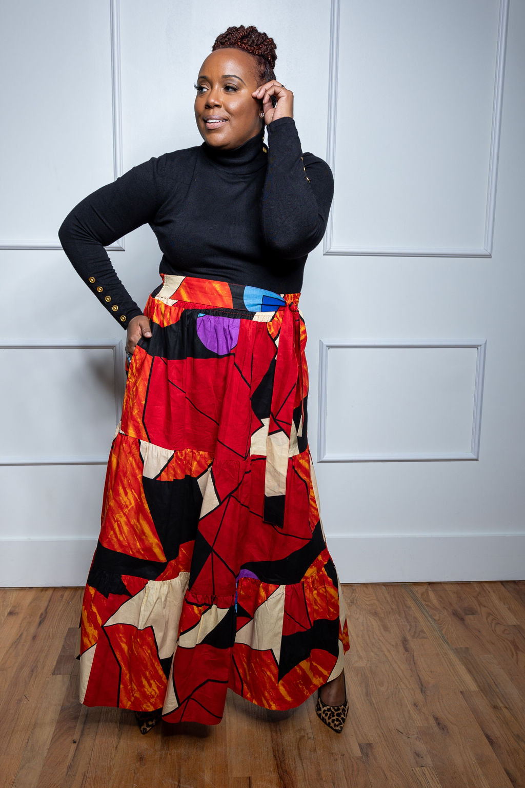 Plus size african store print maxi skirt