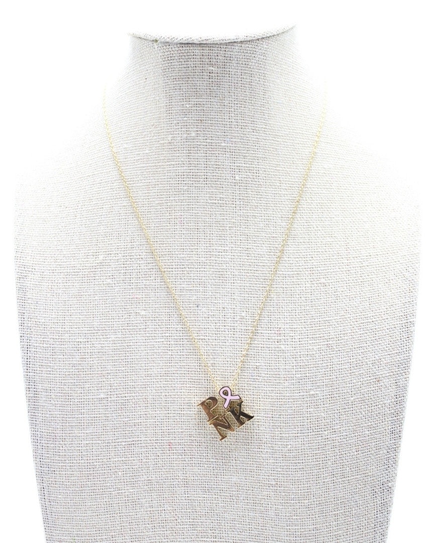 breast cancer awareness pink ribbon necklace