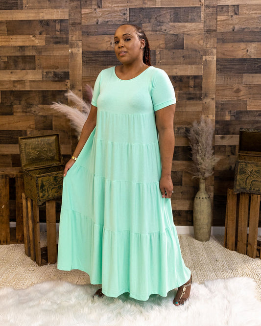 Fashions By RoPuddles light green knit maxi dress