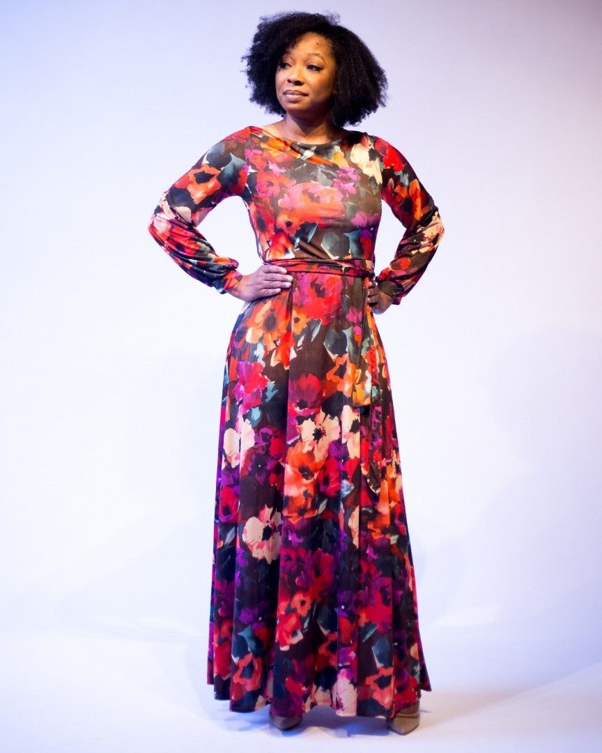 Floral knit hotsell maxi dress